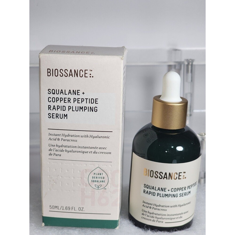 Biossance Squalane + Copper Peptide Rapid Plumping Serum. 1.69 os msrp $69